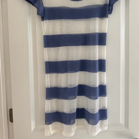 IISLI Striped Dress in Ocean Blue and White Sheer Layered - Picture 6 of 6